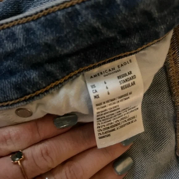 American Eagle Outfitters Blue Distressed Straight Leg Jeans - Picture 2 of 3